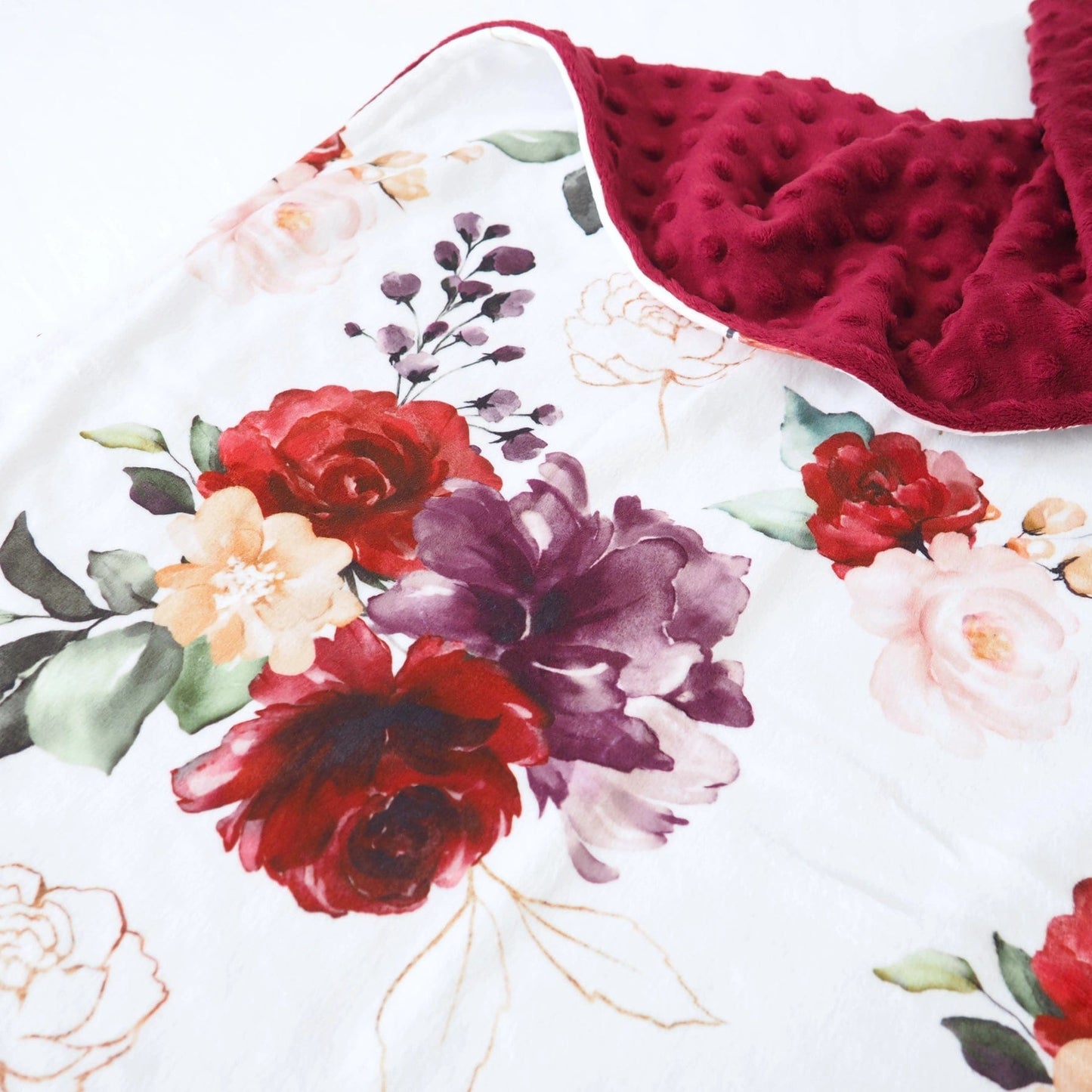 Baby & Toddler Minky Blanket - Red Floral Honey Lemonade Lil Tulips
