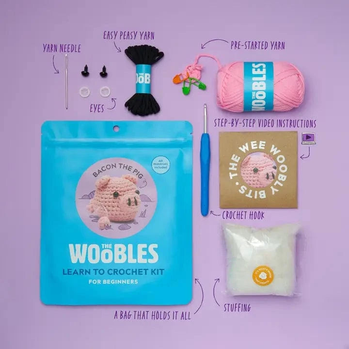 Bacon the Pig Beginner Crochet Kit The Woobles Lil Tulips