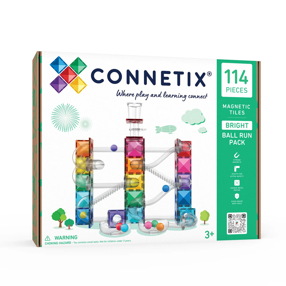Ball Run Bright Pack, 114 Pieces Connetix Lil Tulips