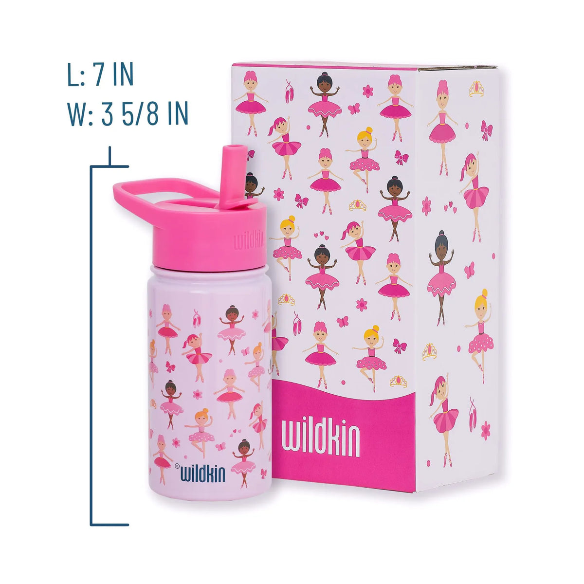 Ballerina 14 oz Stainless Steel Water Bottle Wildkin Lil Tulips