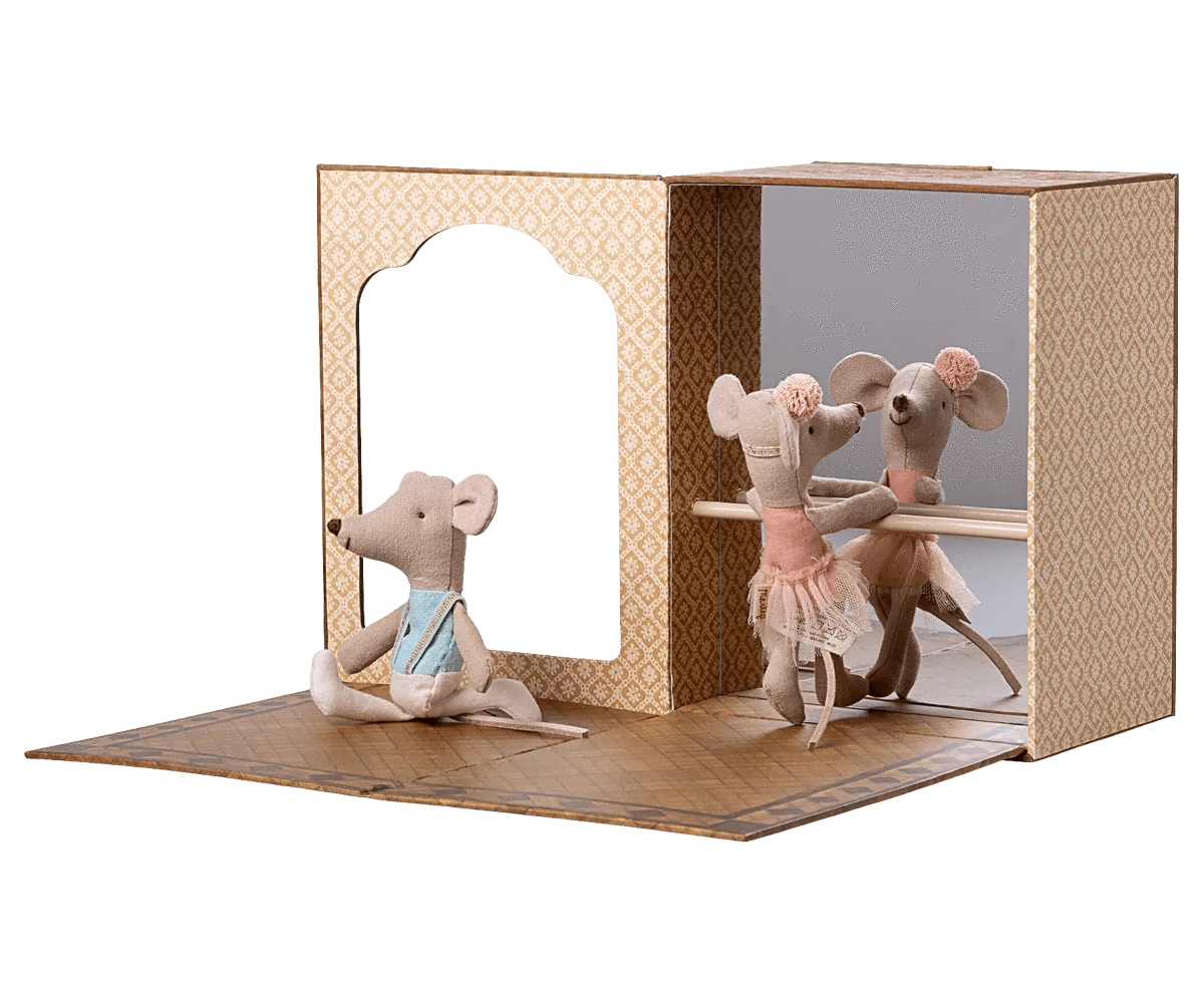 Ballet Mice in Dance Studio, Little Sister and Brother Maileg Lil Tulips