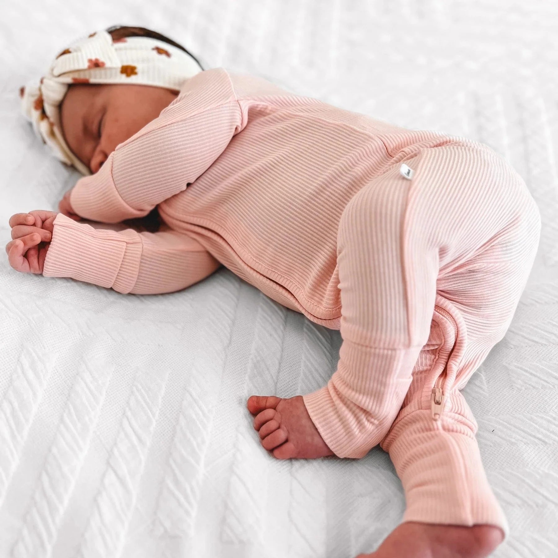 Ballet Pink Small Ribbed Zip Romper Brave Little Ones Lil Tulips