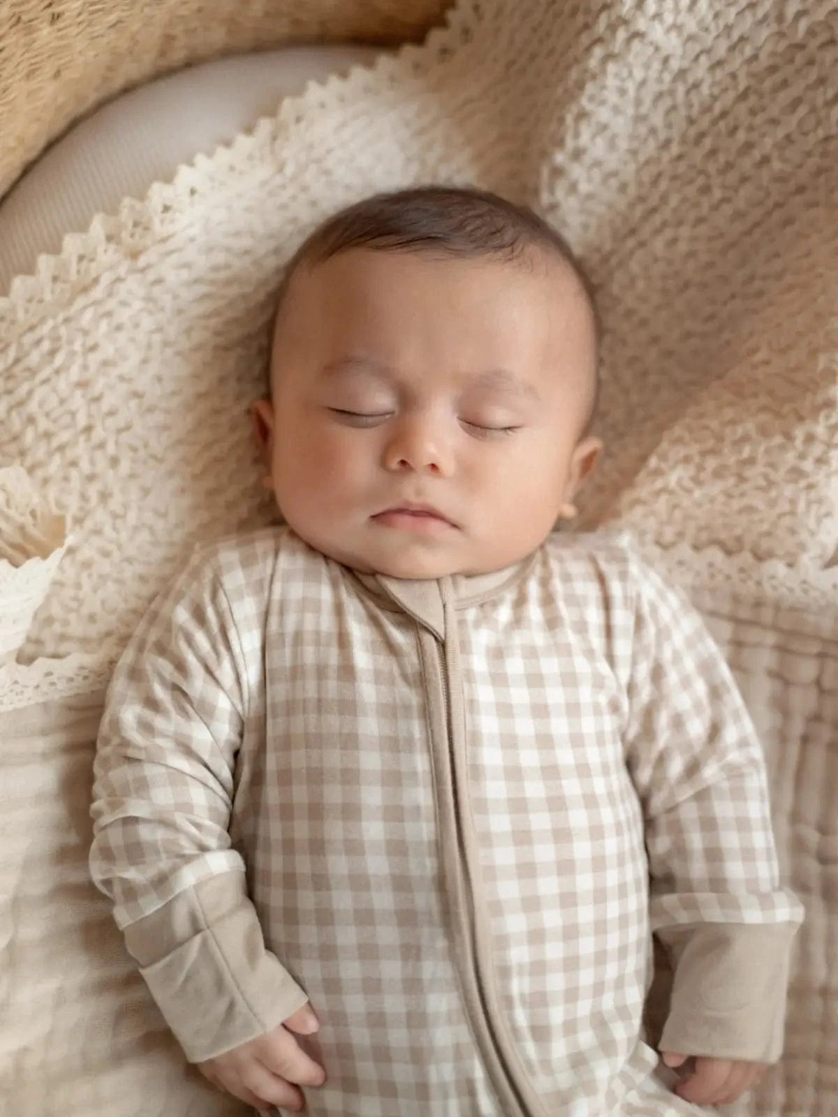 Bamboo 2-Way Convertible Zip Romper - Tan Gingham SpearmintLOVE Lil Tulips