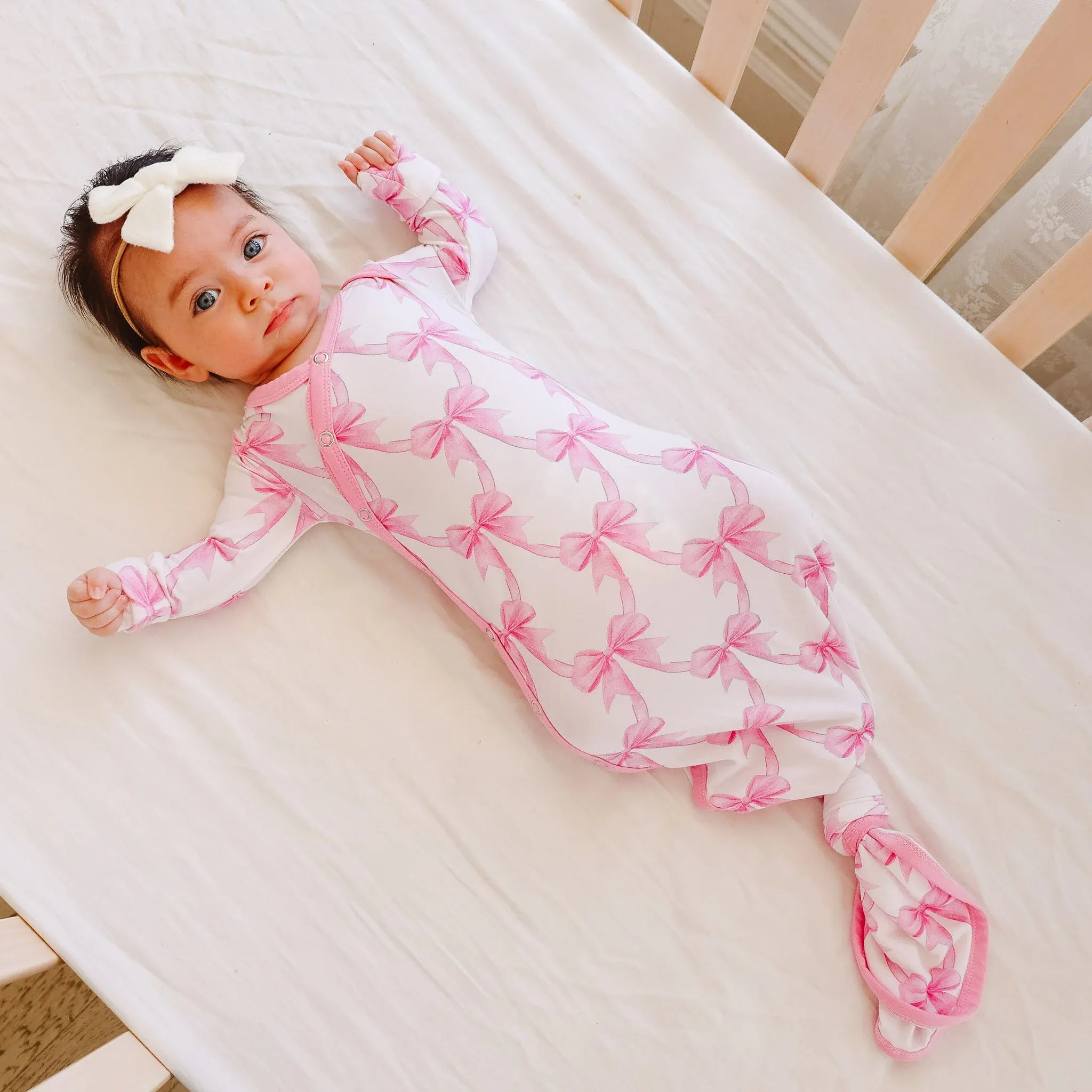 Bamboo Newborn Knotted Gown - Bow My Gosh Copper Pearl Lil Tulips