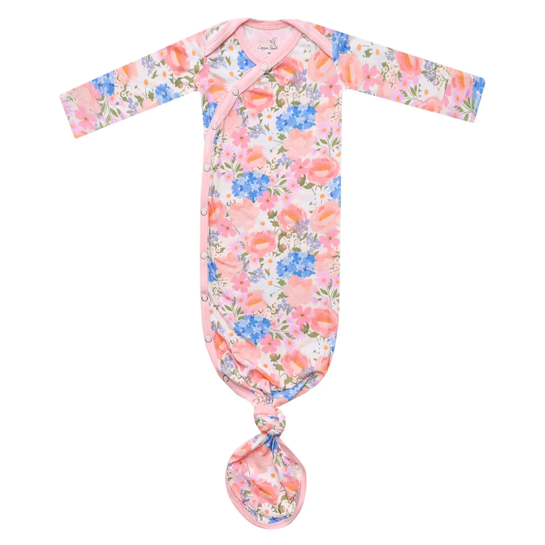 Bamboo Newborn Knotted Gown - Penelope Copper Pearl Lil Tulips