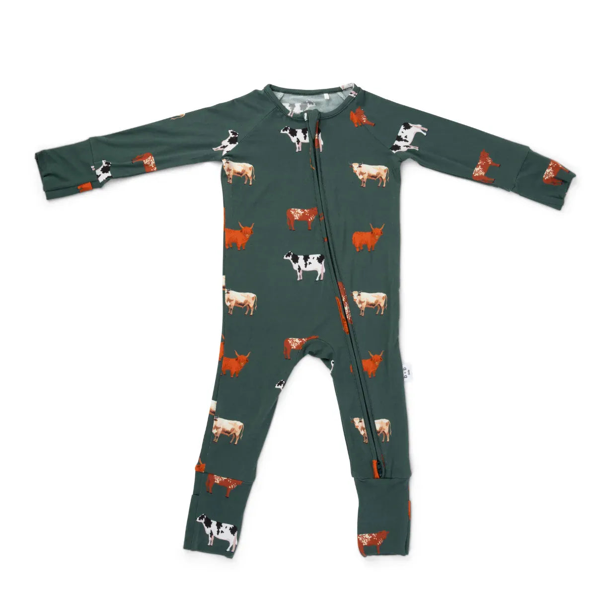 Bamboo Zip Convertible Romper – Green Cow Bug + Bean Lil Tulips