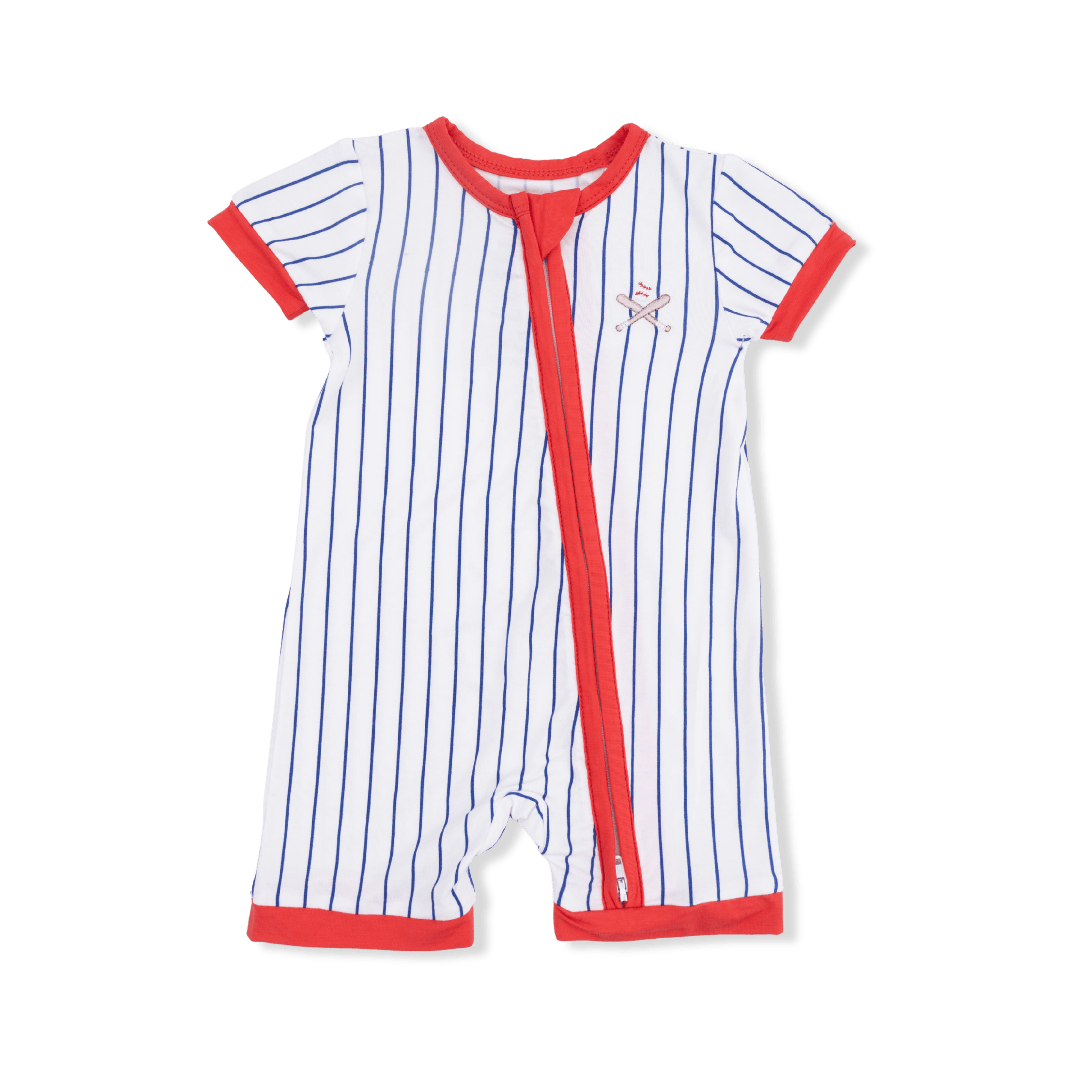 Baseball Stripe - Shortie 2 Way Zipper Romper Angel Dear Lil Tulips