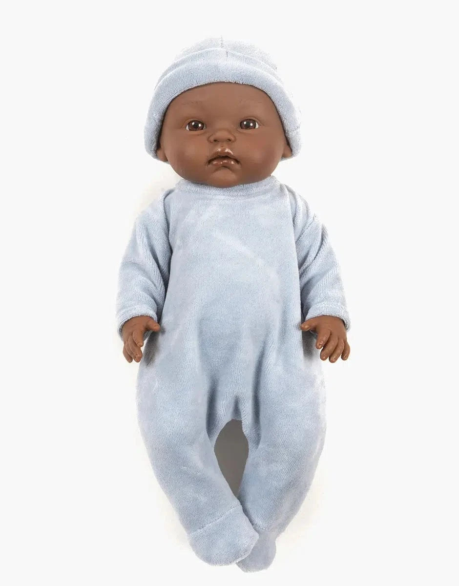 Basile and his Dors Bien in blue Nikky velvet with hat Minikane Lil Tulips