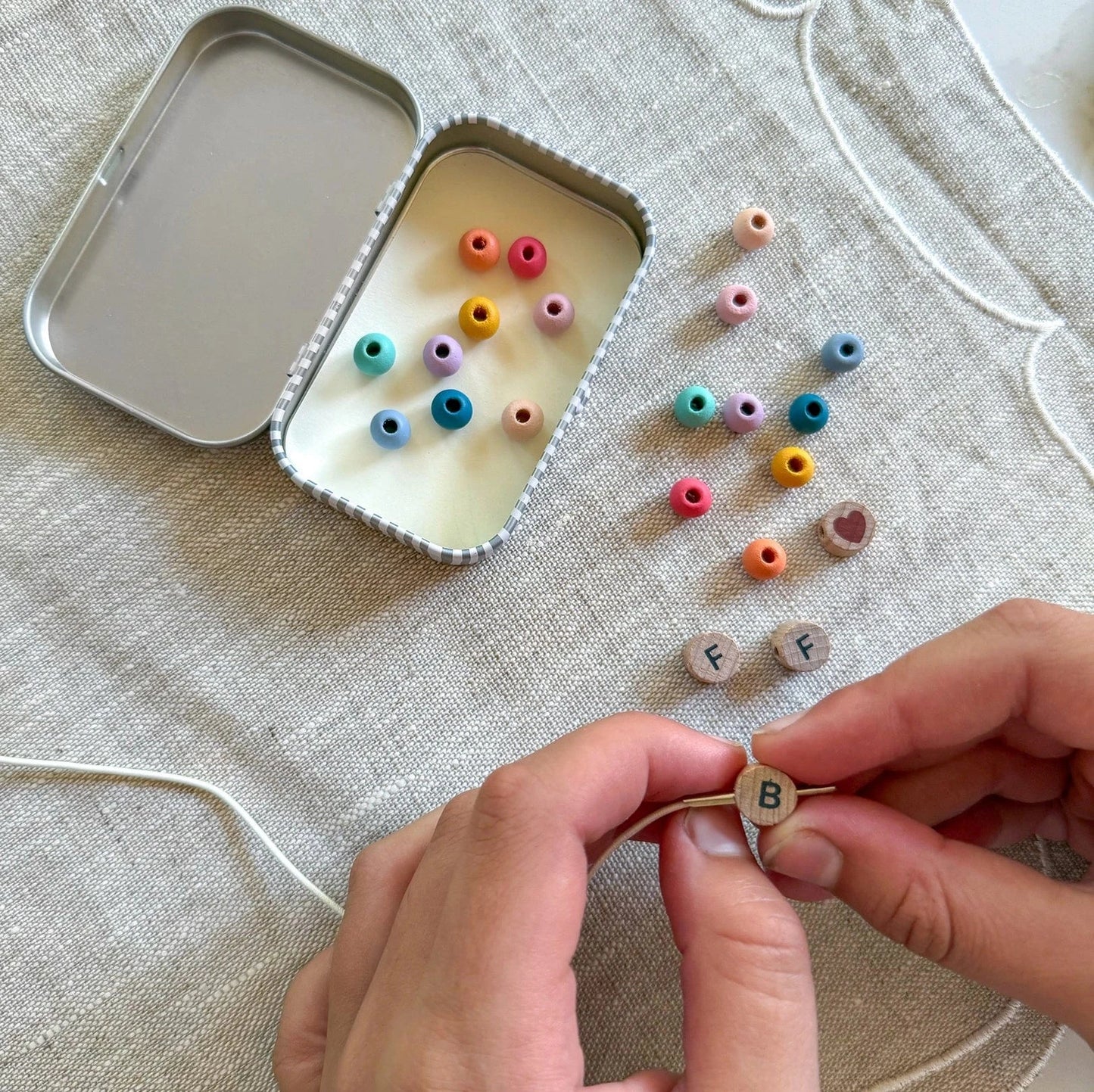 Beaded Bff Friendship Bracelet Gift Kit - Blue Cotton Twist Lil Tulips