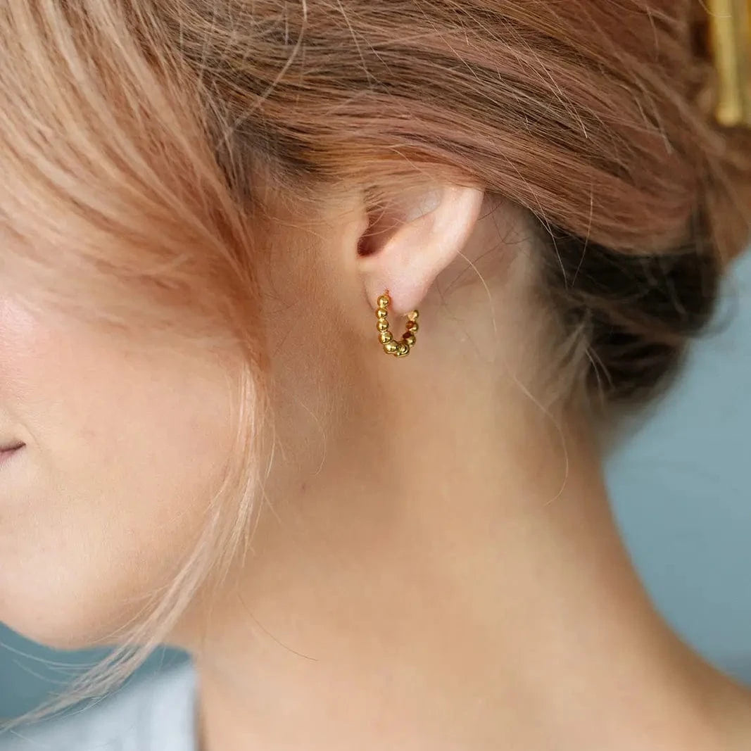 Beaded Huggie Hoop Pip Pop Post Lil Tulips