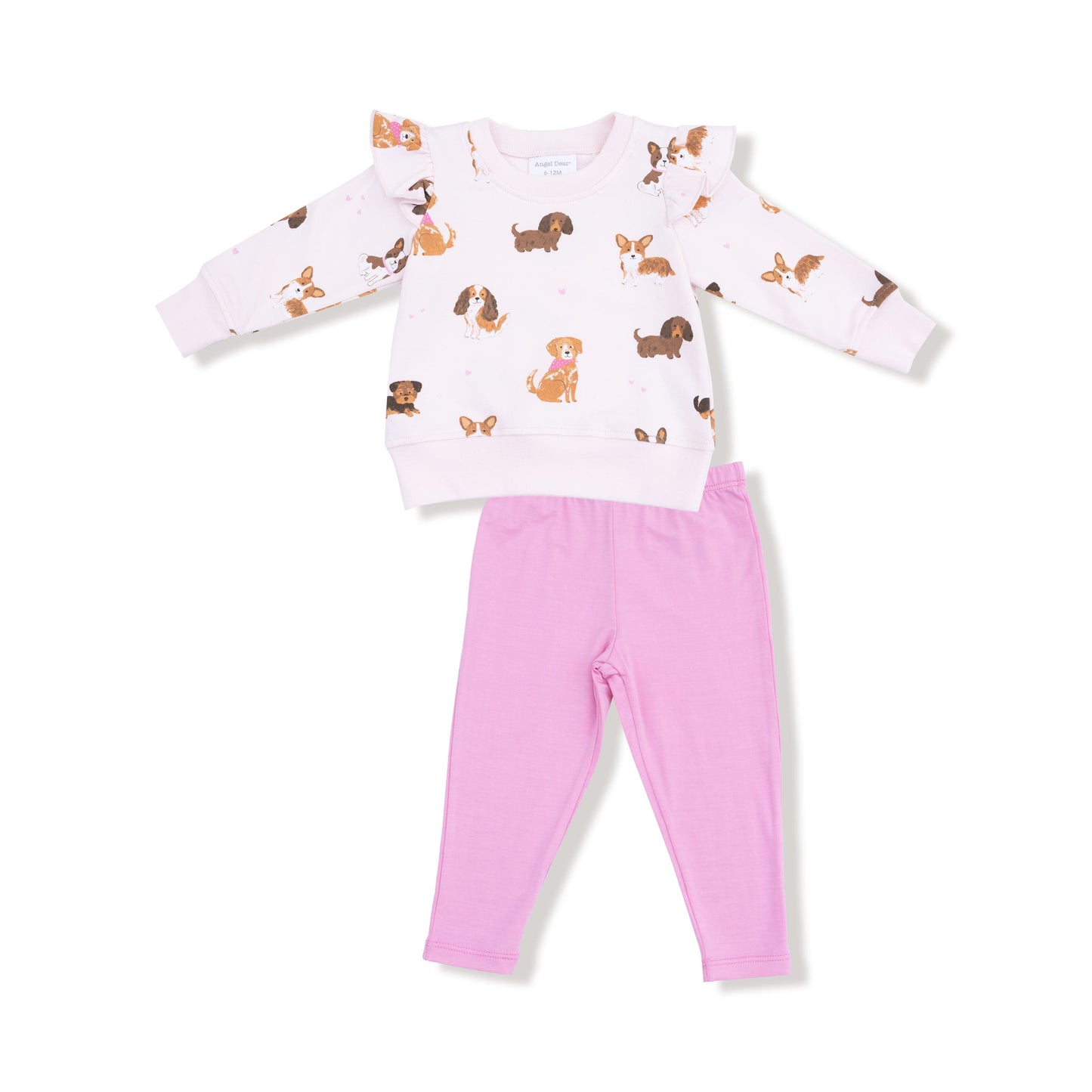 Best Friend Dogs - Pink Ruffle Sweatshirt + Legging Set Angel Dear Lil Tulips
