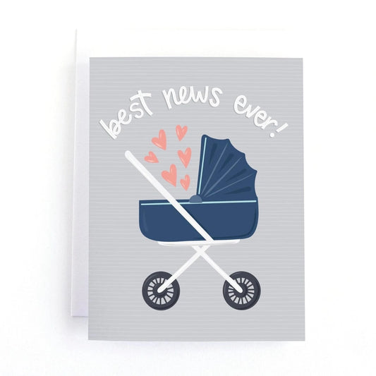 Best News Ever - Gender Neutral Baby Card Pedaller Designs Lil Tulips
