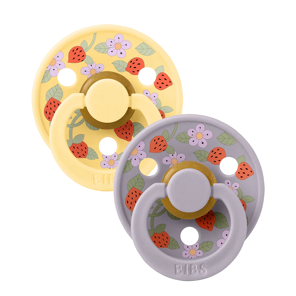 BIBS x LIBERTY Pacifier 2 Pack Pack Strawberries and Cream - Pale Butter Mix Bibs Pacifier Lil Tulips