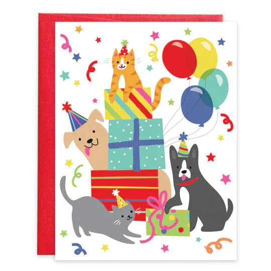 Birthday Greeting Card - Bday Dogs and Cats Gina B Designs Lil Tulips