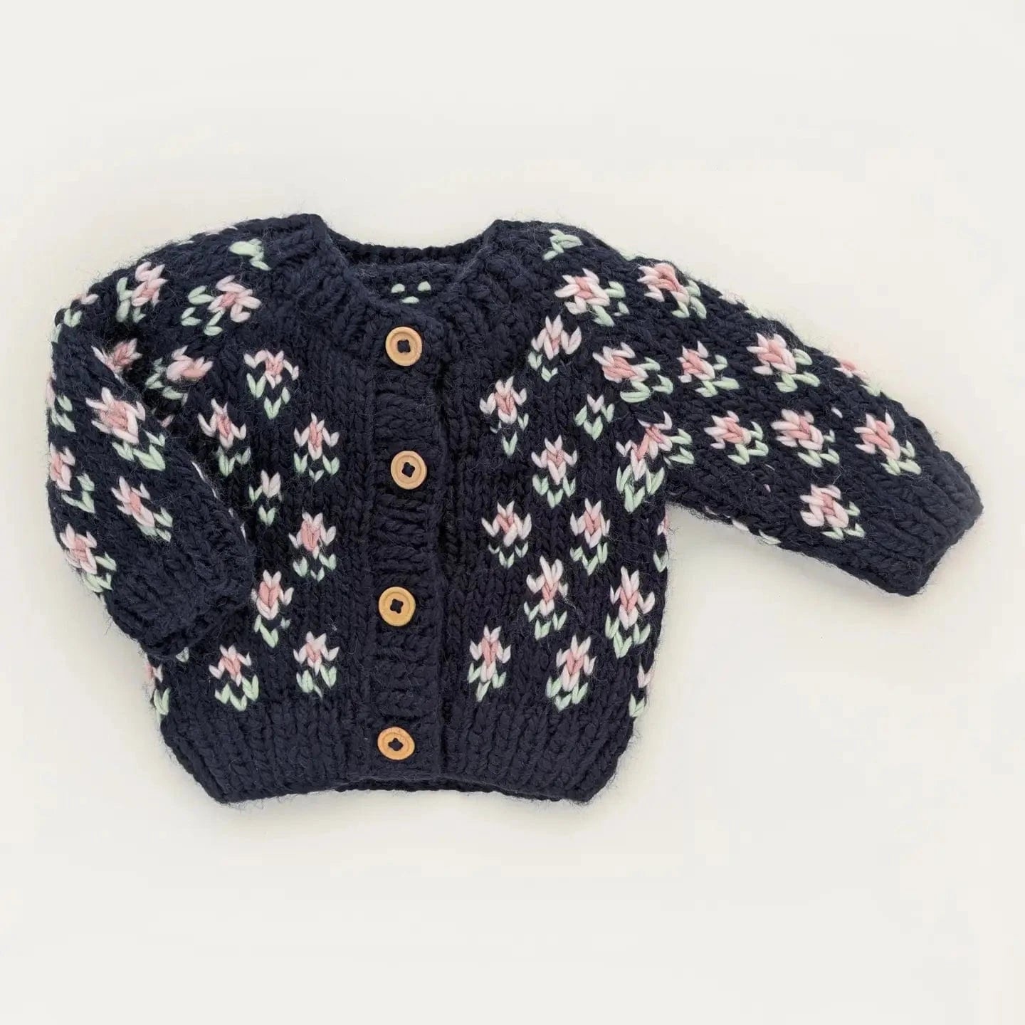 Bitty Blooms Indigo Knit Cardigan Sweater Huggalugs Lil Tulips