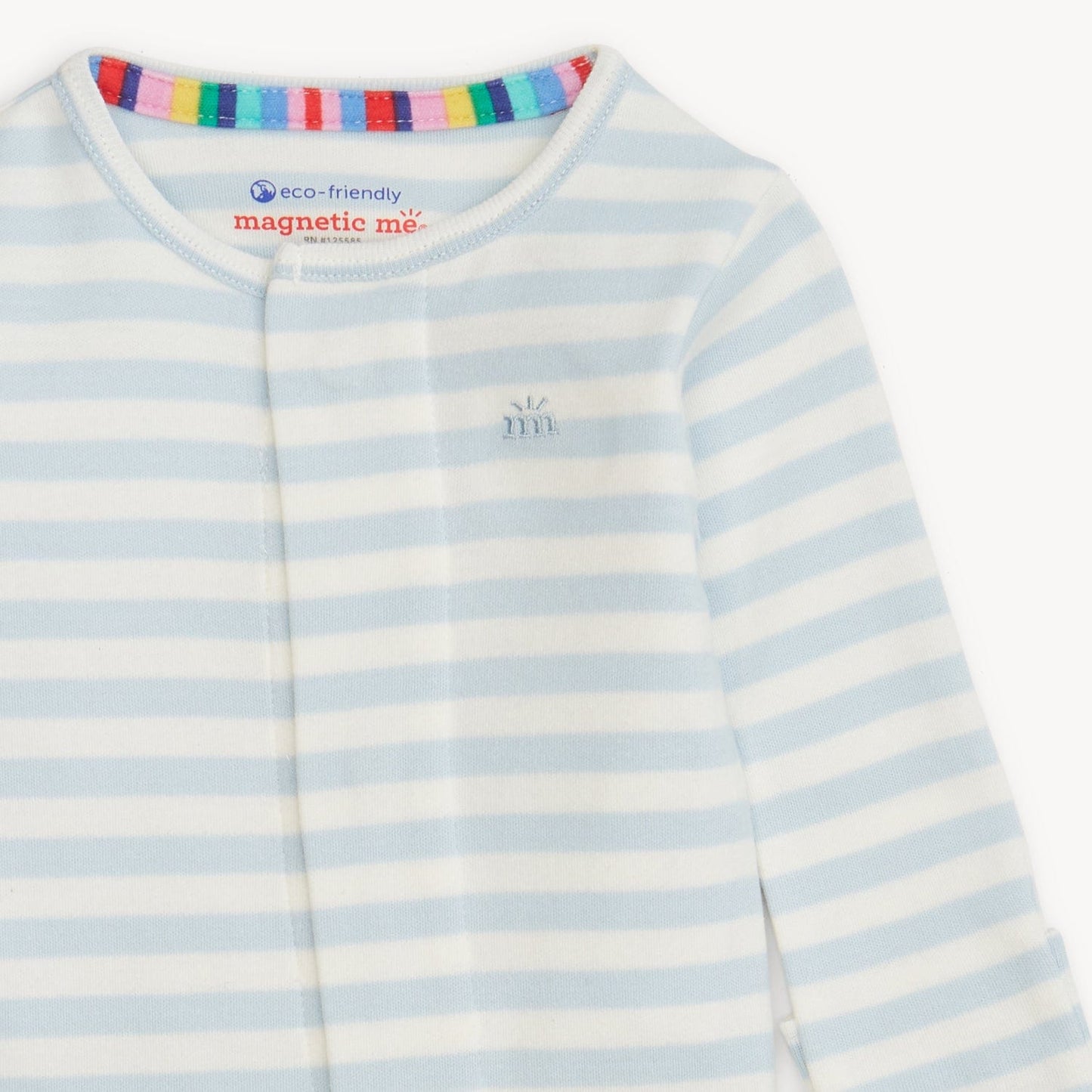 Blue Stripe Organic Cotton Footie Magnetic Me Lil Tulips