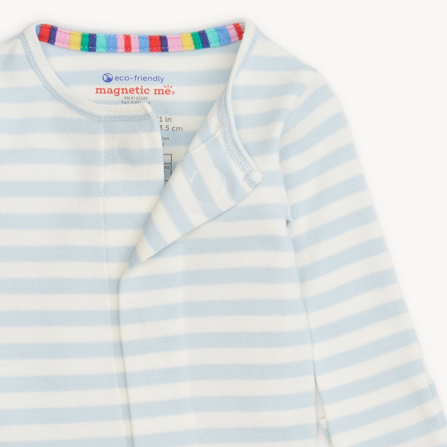 Blue Stripe Organic Cotton Footie Magnetic Me Lil Tulips