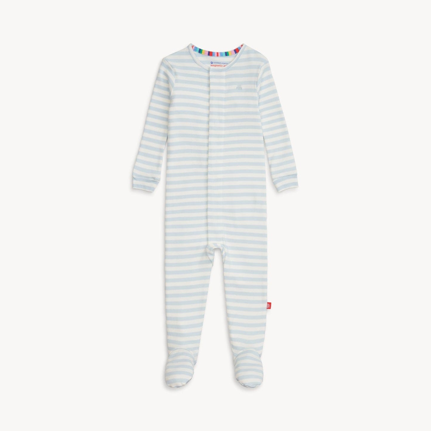 Blue Stripe Organic Cotton Footie Magnetic Me Lil Tulips