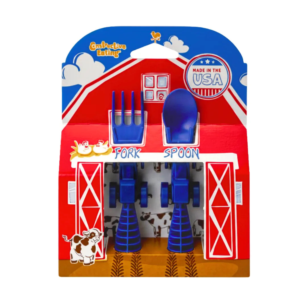 Blue Tractor Utensils SET Constructive Eating Lil Tulips
