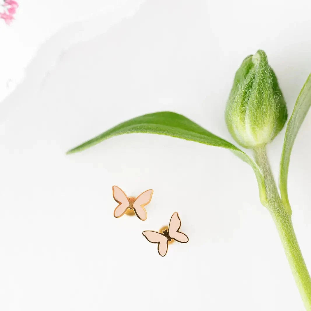 Blush Butterfly Flat Back Earrings Pip Pop Post Bracelets Lil Tulips