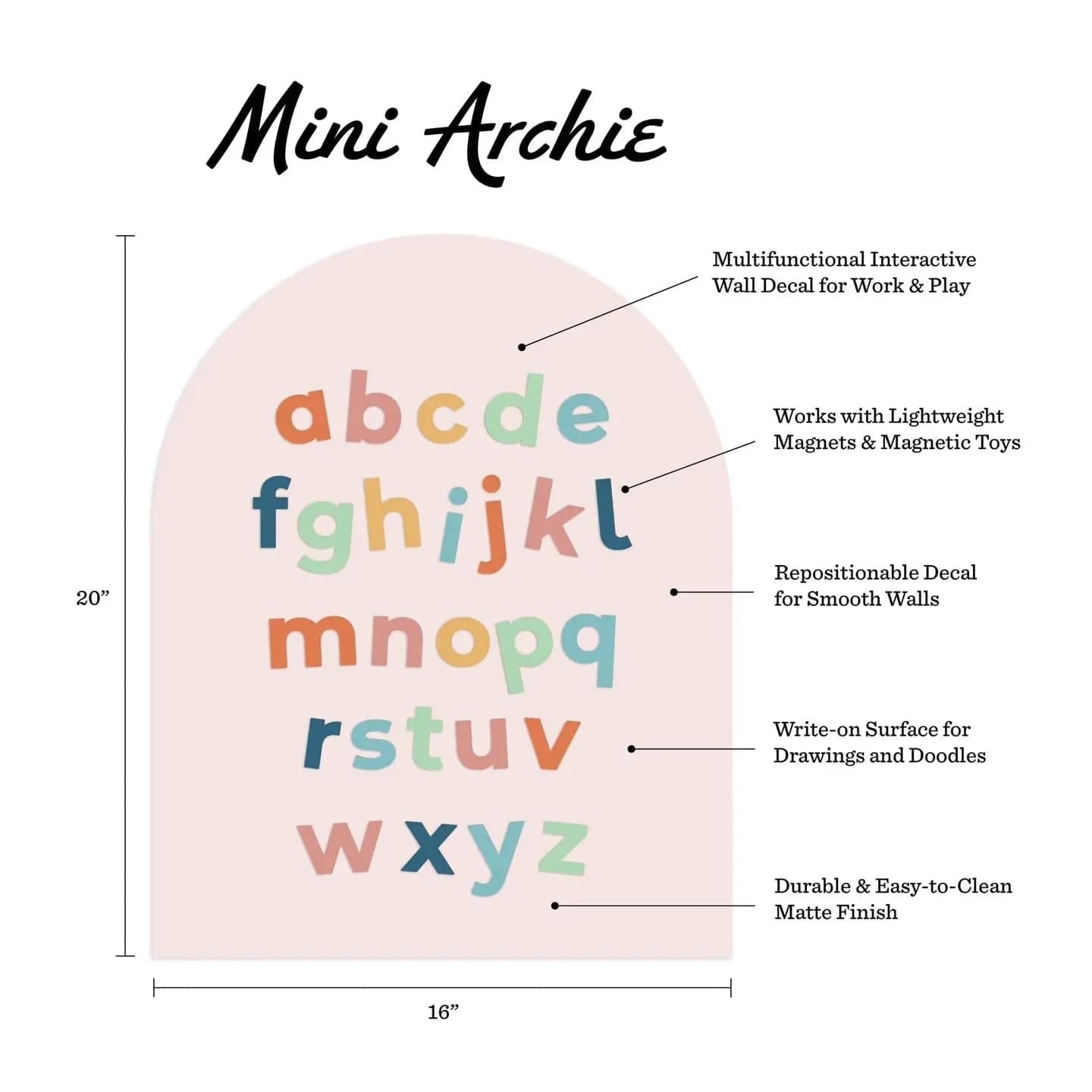 Blush Magnetic Arch Wall Decal - MINI The Type Set Co. Lil Tulips