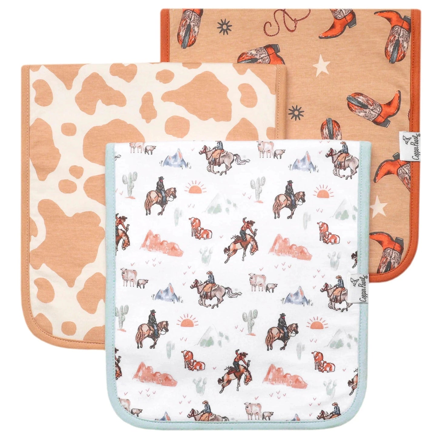 Boone Burp Cloth Set (3-Pack) Copper Pearl Lil Tulips