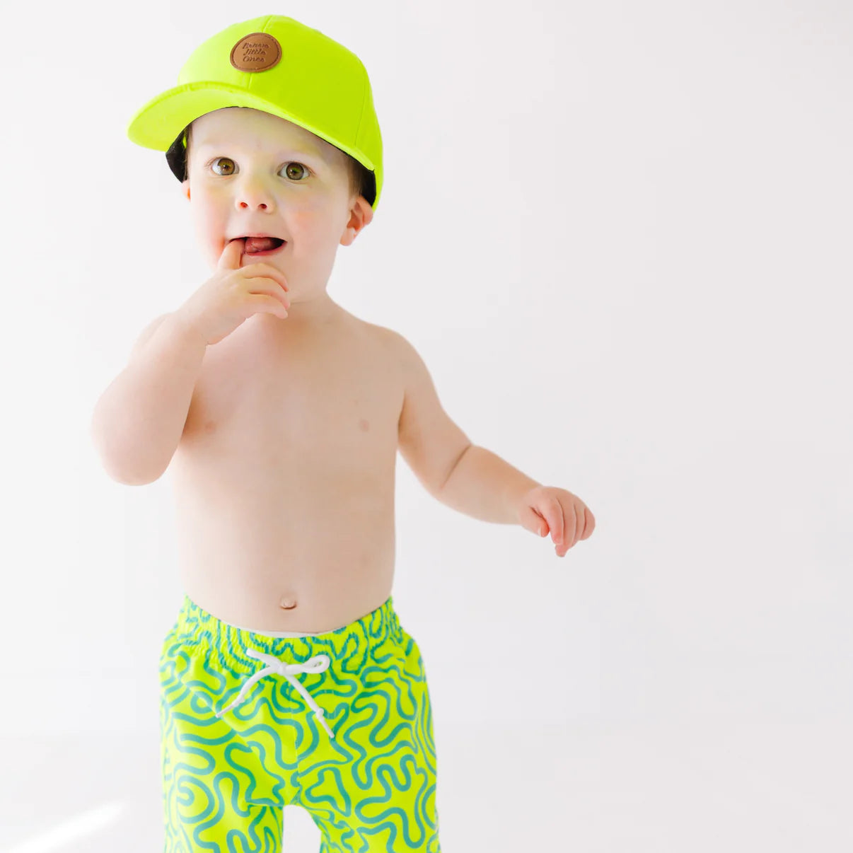 Neon Yellow Squiggles Swim Trunks