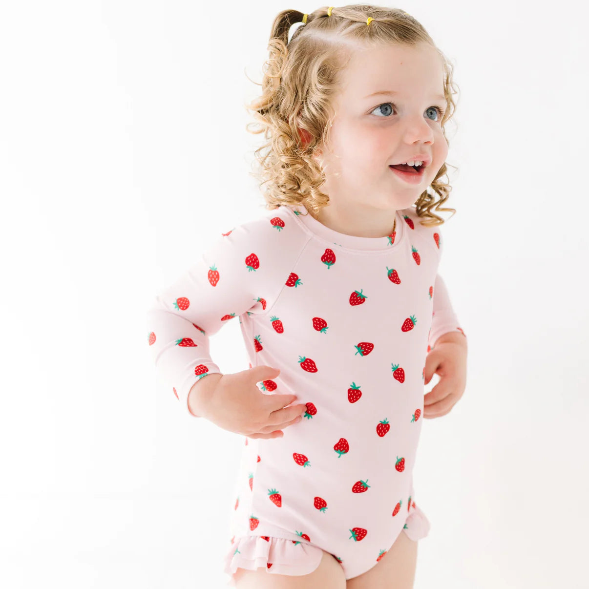 Strawberries Long Sleeve One-Piece Rash Guard Bathing Suit