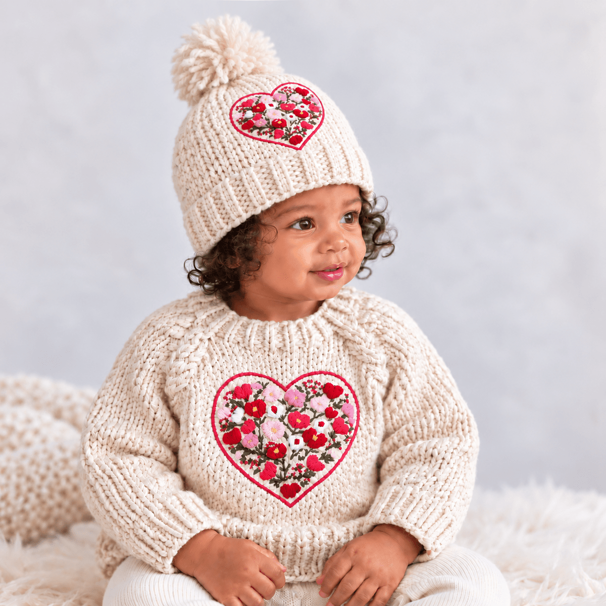 Bright Embroidered Heart Beanie Hat for Baby & Kids Huggalugs Lil Tulips