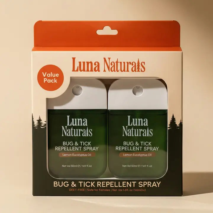 Bug & Tick Repellent Spray - Lemon & Eucalyptus Oil - 2 Pack Luna Naturals Lil Tulips
