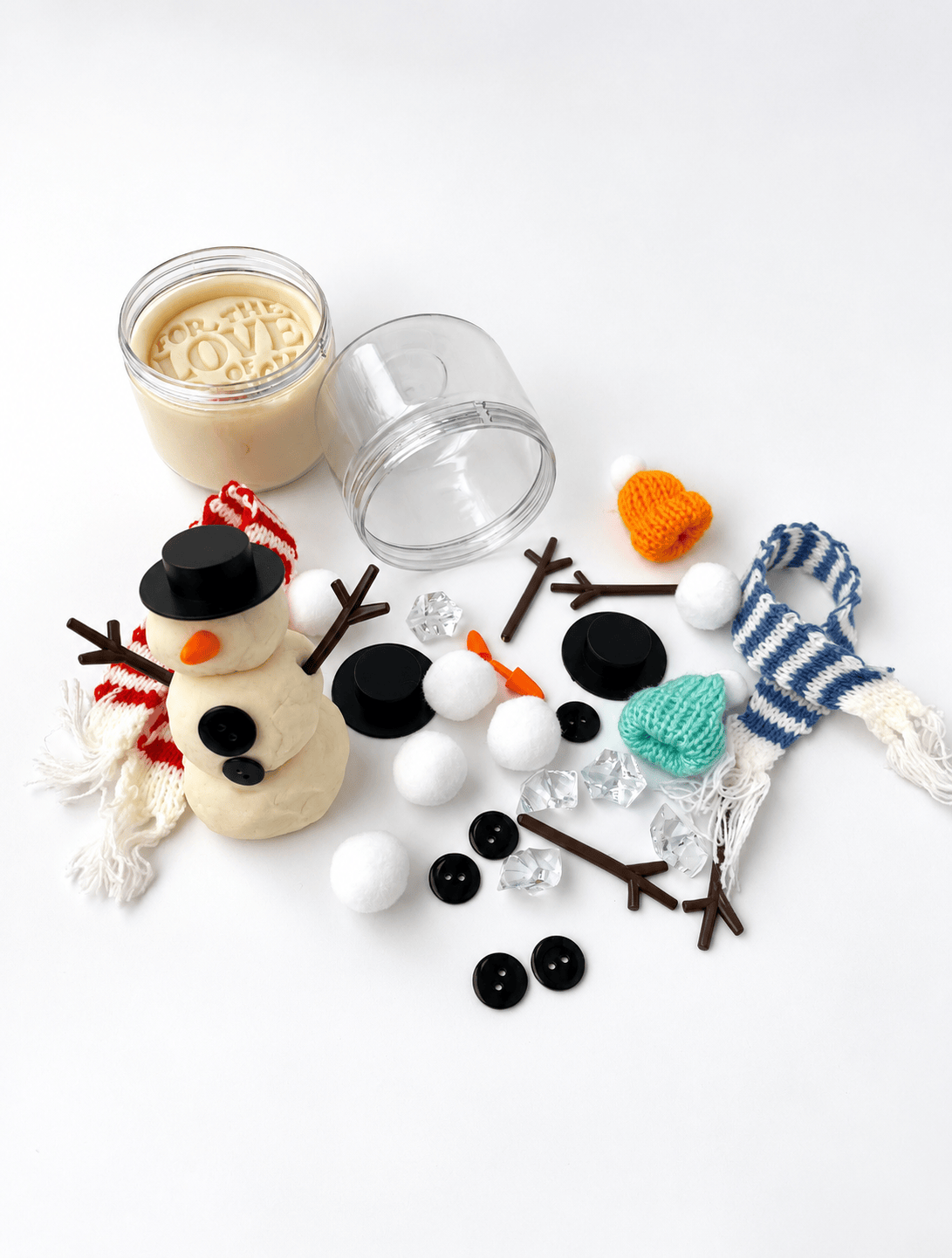 Build-A-Snowman Sensory Dough Double Jar For the Love of Dough Co. Lil Tulips