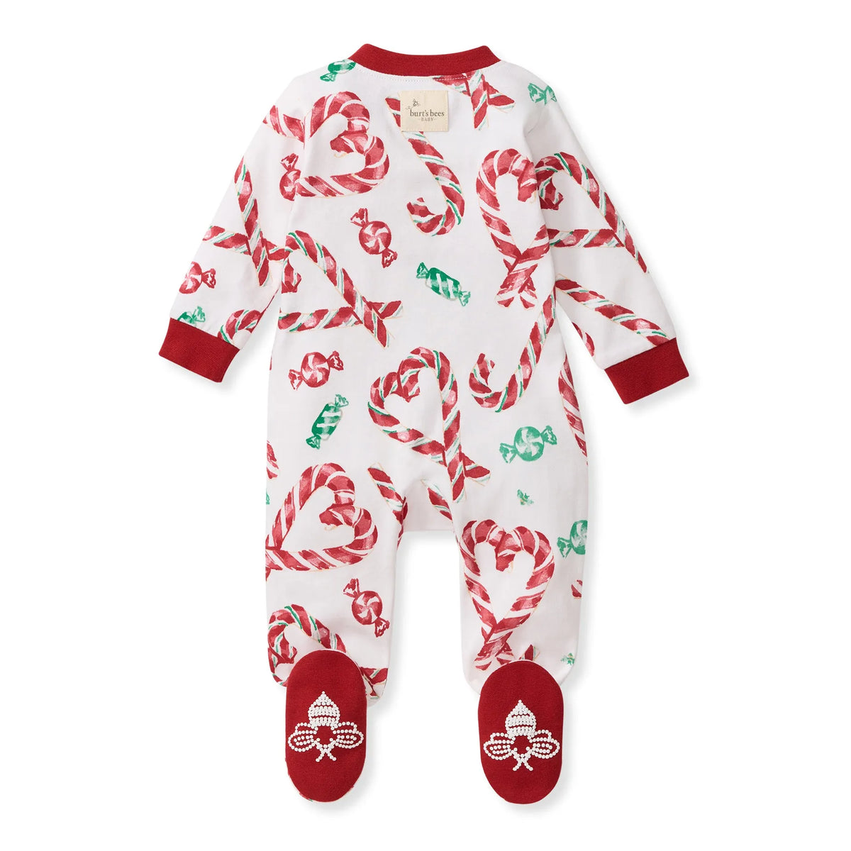 Candy Cane Love Organic Cotton Sleep & Play Footed Burt's Bees Baby Lil Tulips