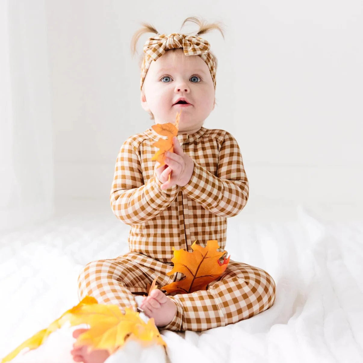 Caramel Small Gingham Zip Romper Brave Little Ones Lil Tulips