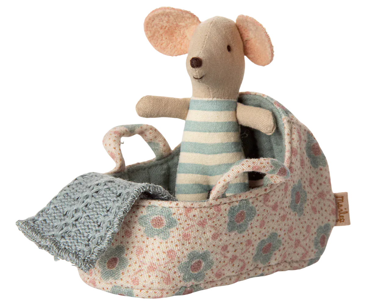 Carry cot, Baby mouse - Blue Maileg Lil Tulips