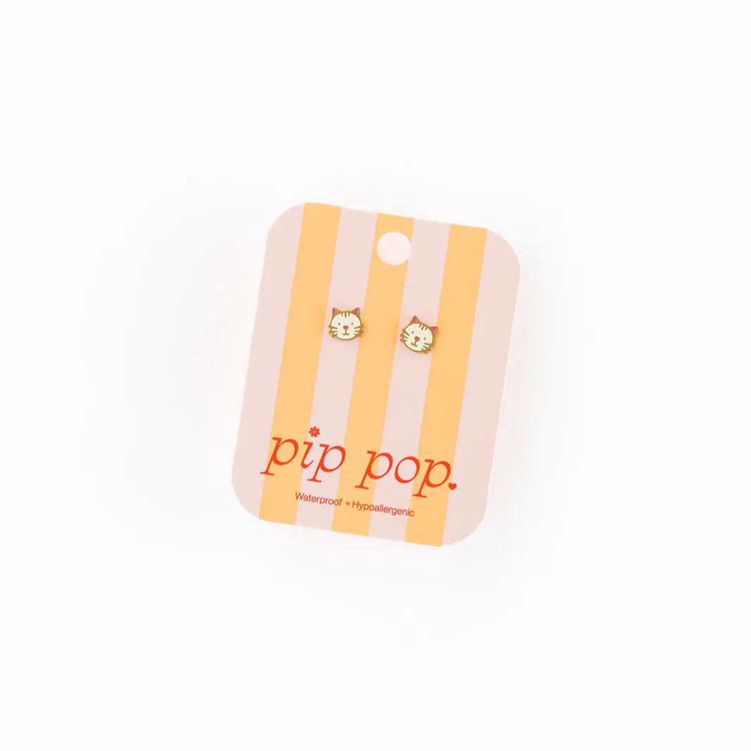 Cat Flat Back Earrings Pip Pop Post Lil Tulips