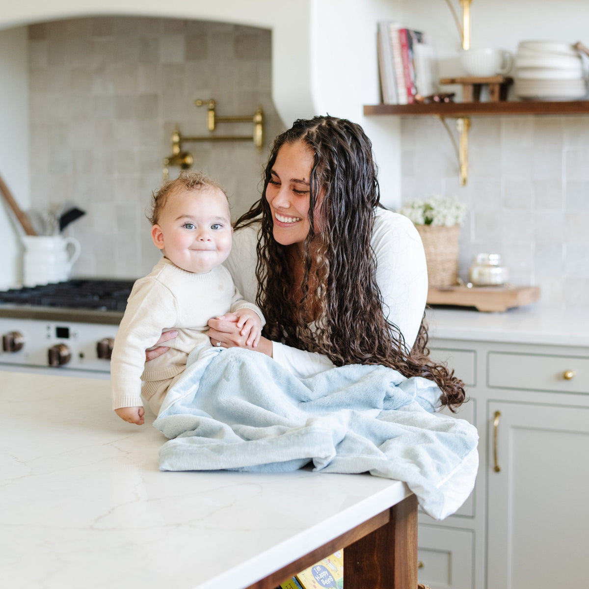 Chambray Lush Receiving Blanket Saranoni Lil Tulips