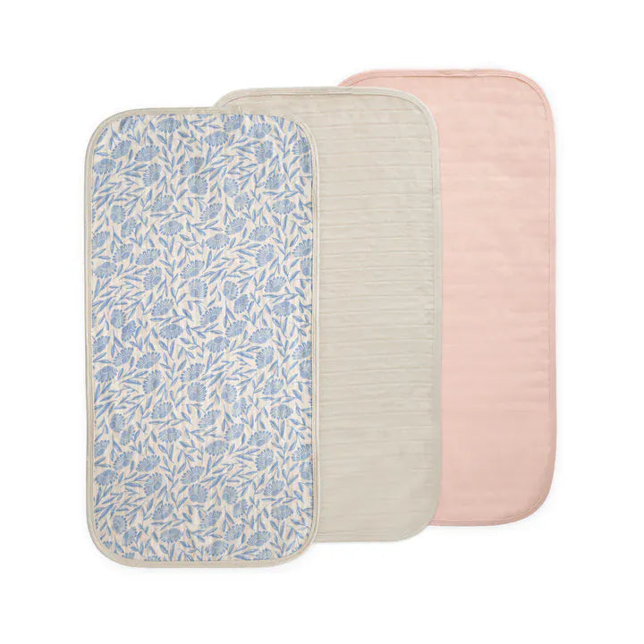 Changing Pad Liner 3-Pack Blue Flowers Combo Mushie Lil Tulips