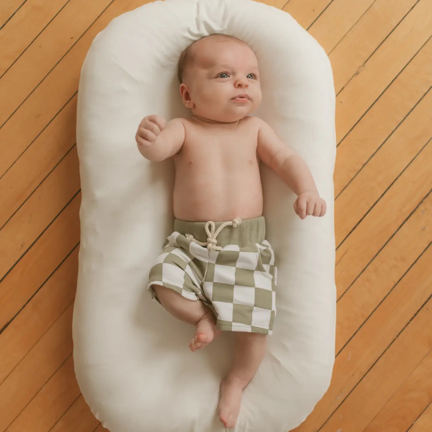 Checkerboard Shorties - Green Boho + Babe Lil Tulips