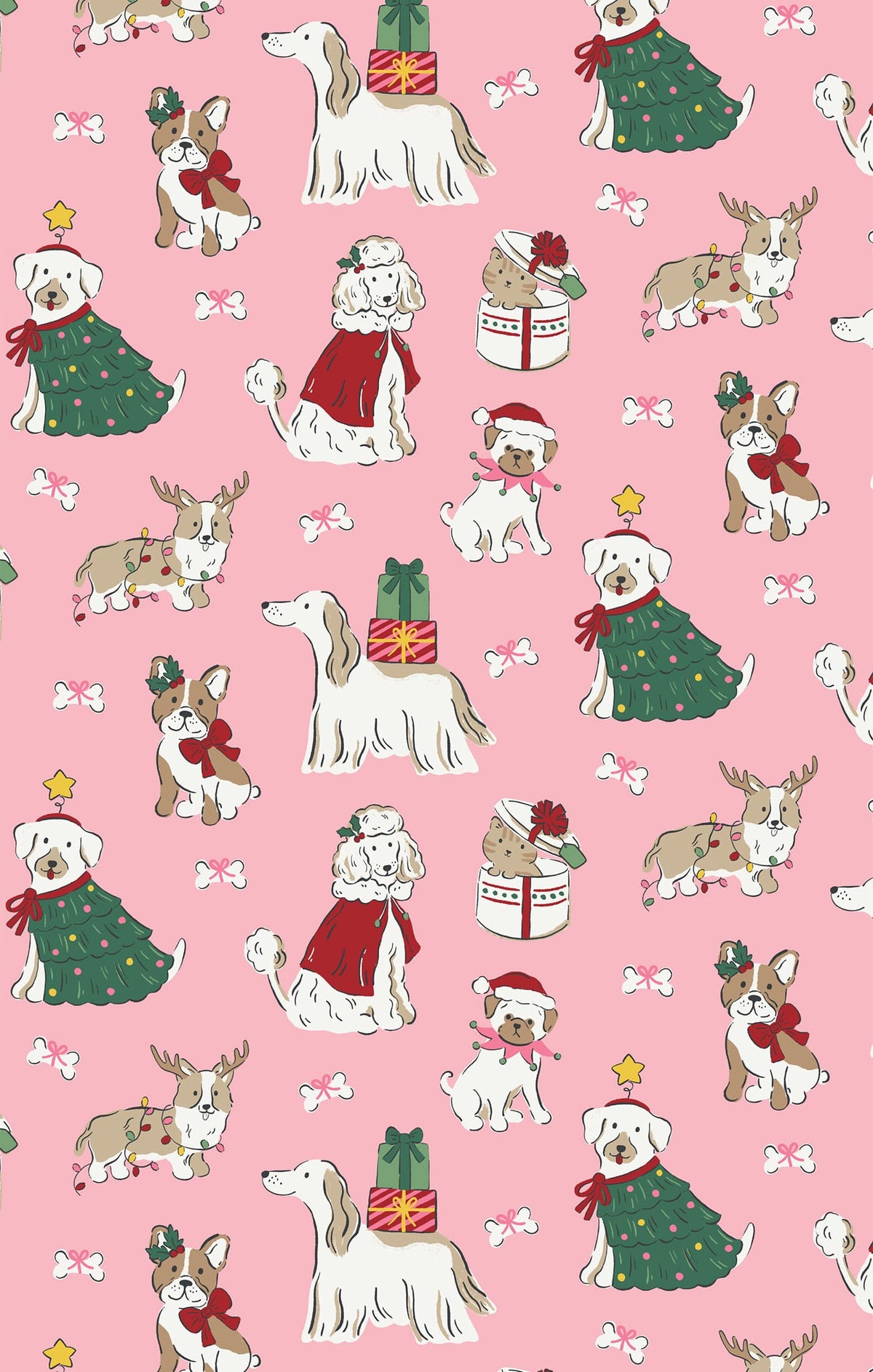 Christmas Dogs Pink - 2 Way Ruffle Back Zipper Footie Angel Dear Lil Tulips