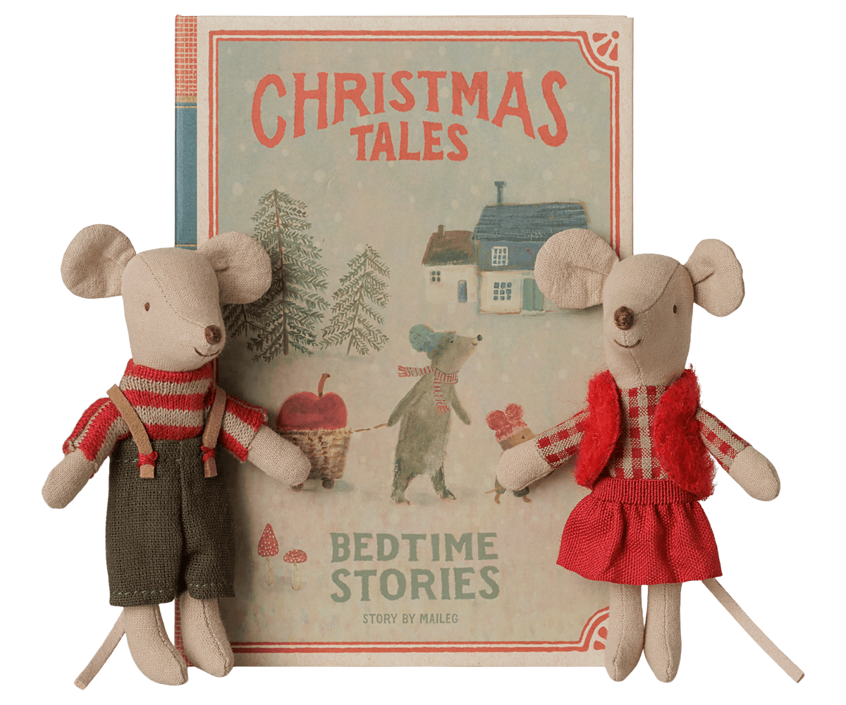 Christmas twin mice, Little sister and brother in book Default Maileg Lil Tulips