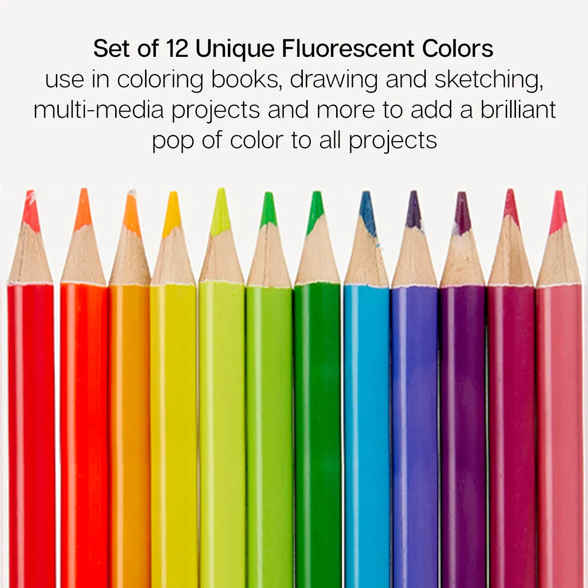 Colored Pencils - 12 Neon Colors KINGART Lil Tulips
