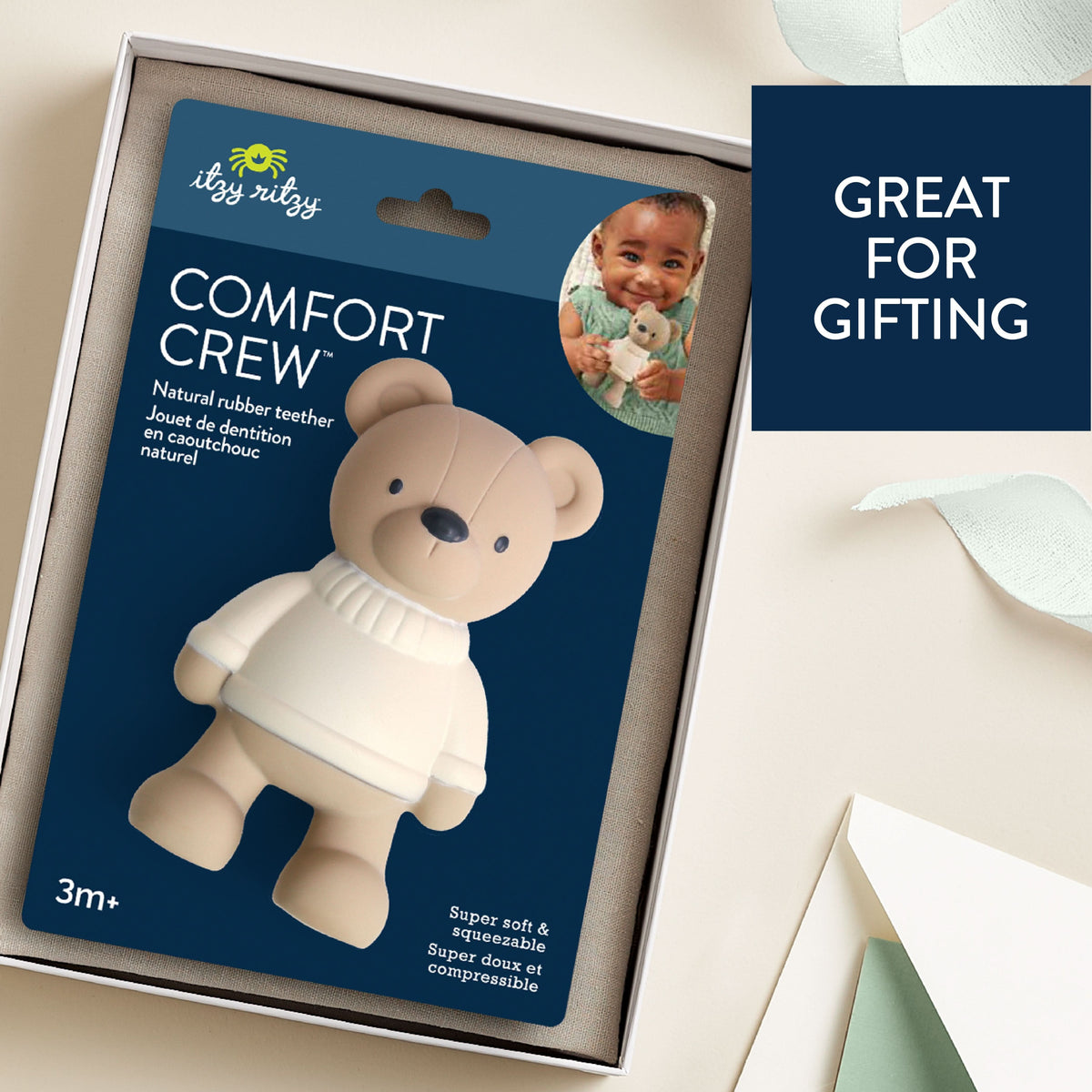 Comfort Crew Natural Rubber Teether – Bear Itzy Ritzy Lil Tulips