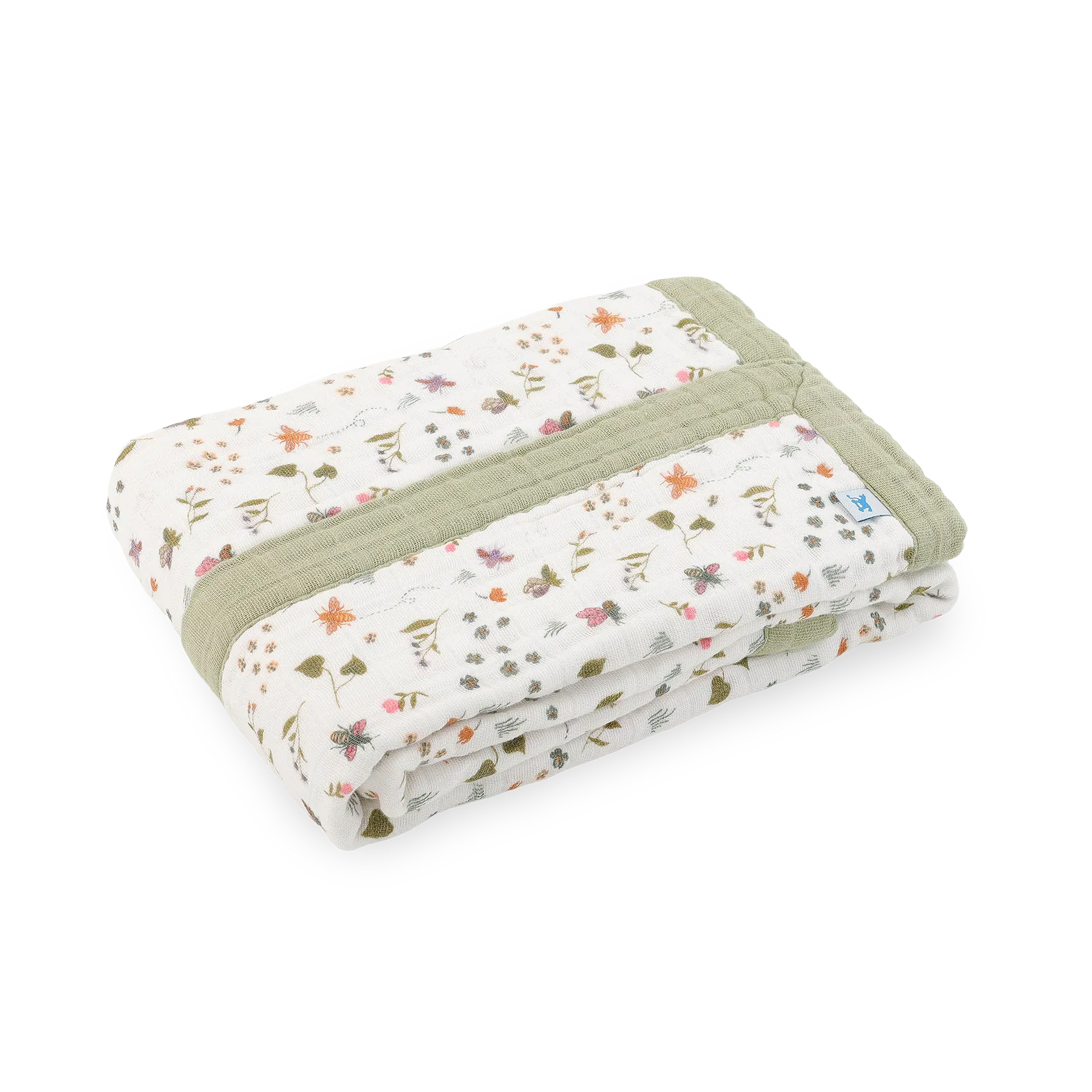 Cotton Muslin Baby Quilt - Garden Bees Little Unicorn Lil Tulips