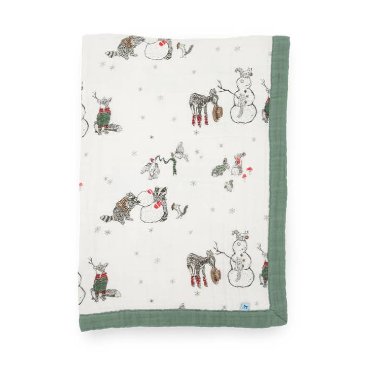 Cotton Muslin Baby Quilt - Snow Day Default Little Unicorn Lil Tulips