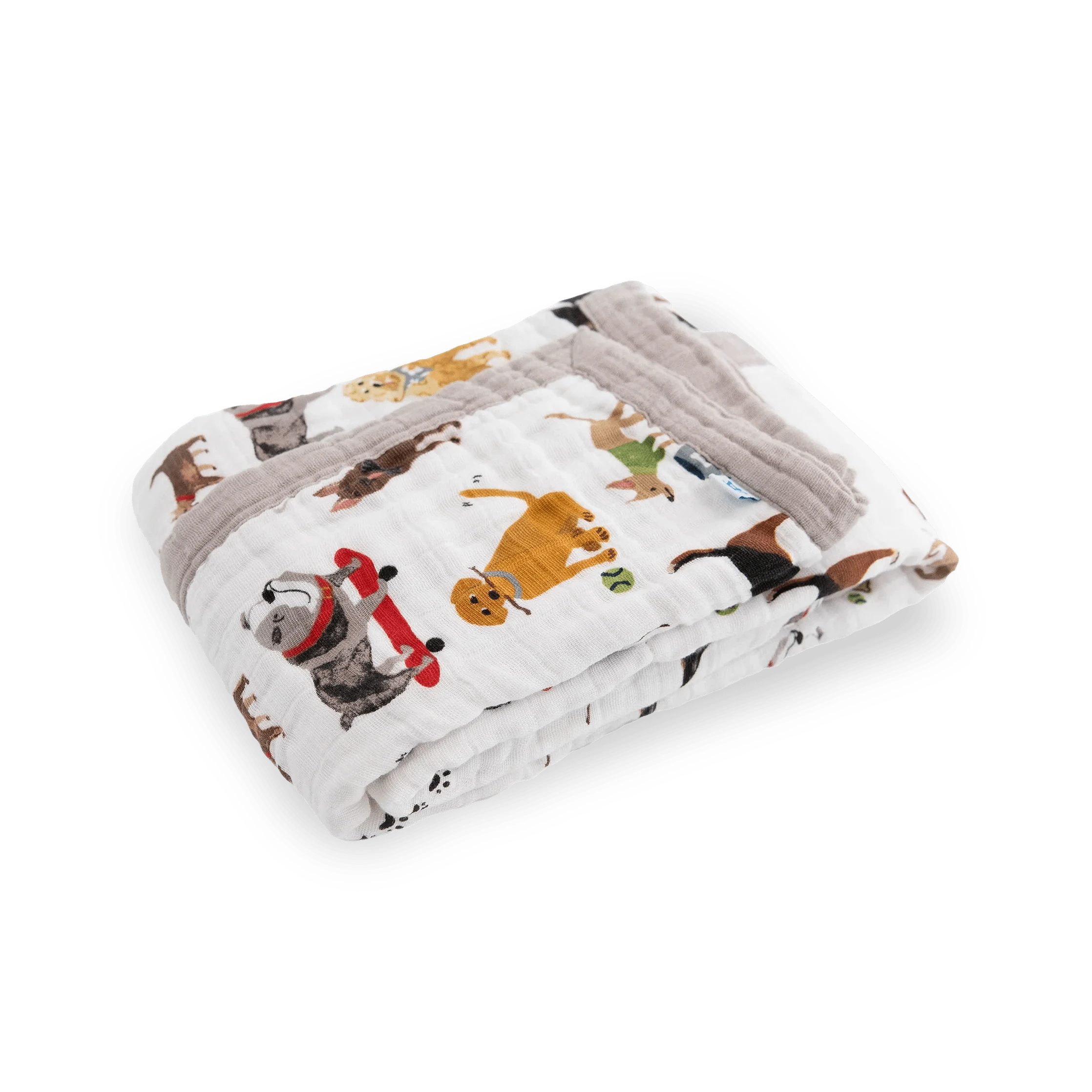 Cotton Muslin Baby Quilt - Woof Little Unicorn Lil Tulips