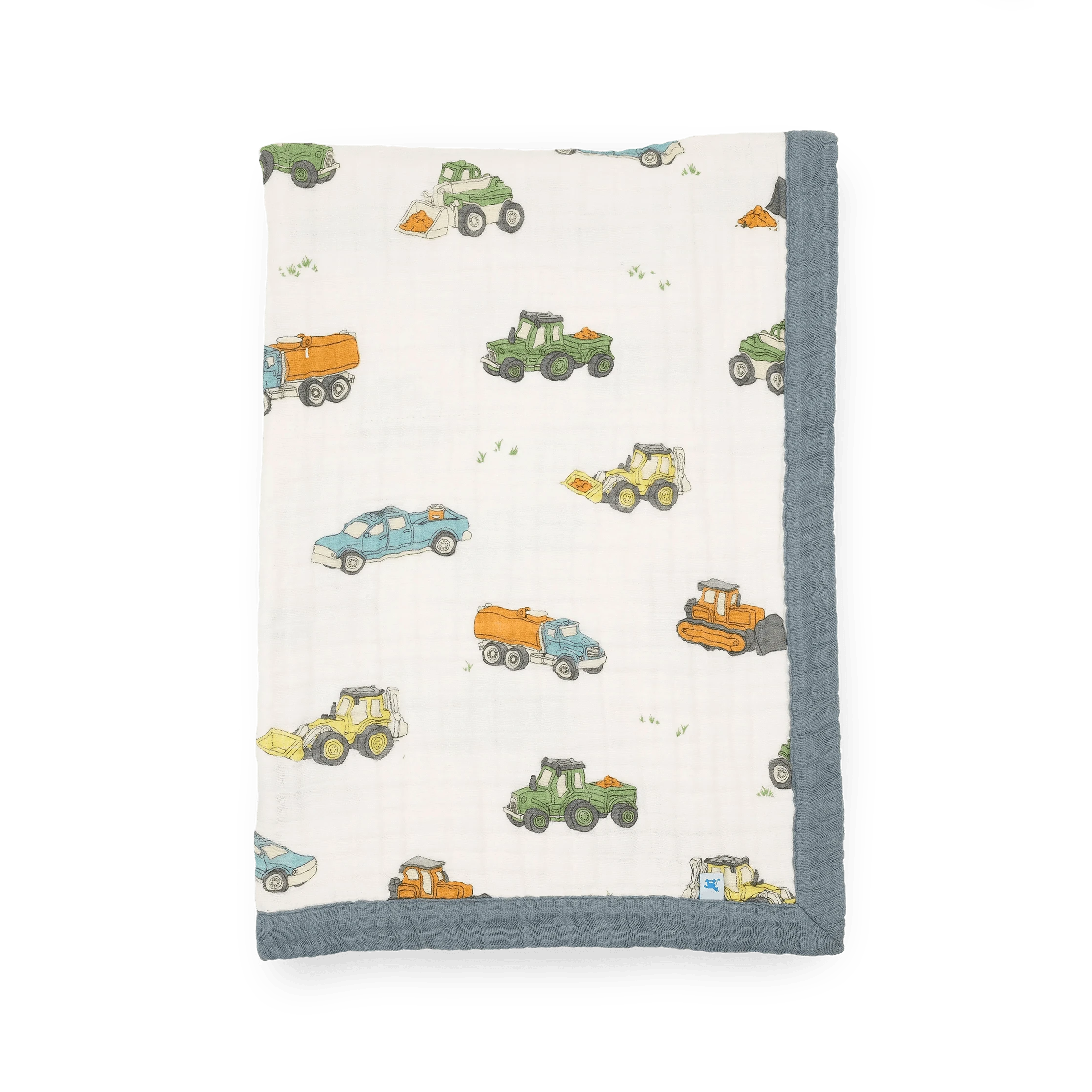 Cotton Muslin Baby Quilt - Work Trucks Little Unicorn Lil Tulips