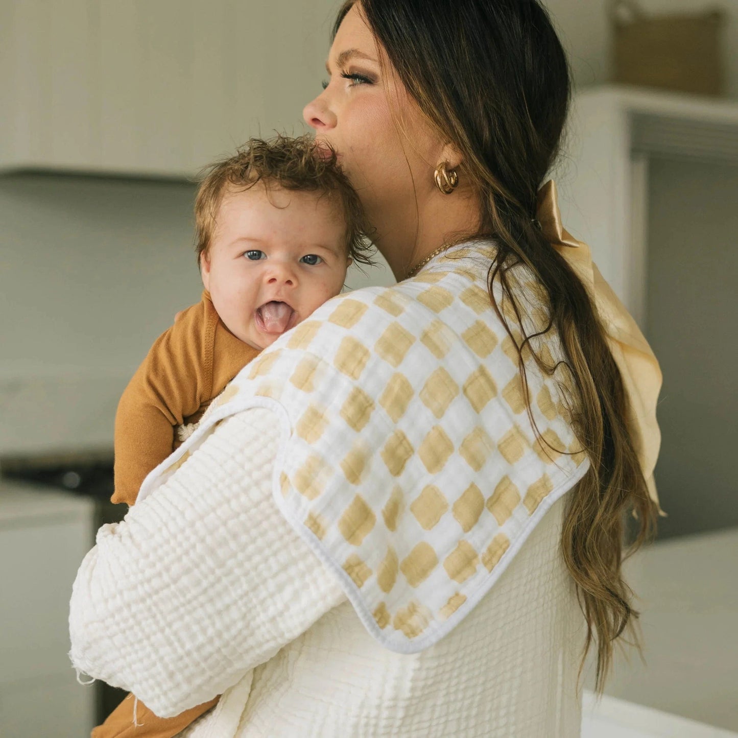 Cotton Muslin Burp Cloth 2 Pack - Adobe Checker Little Unicorn Lil Tulips