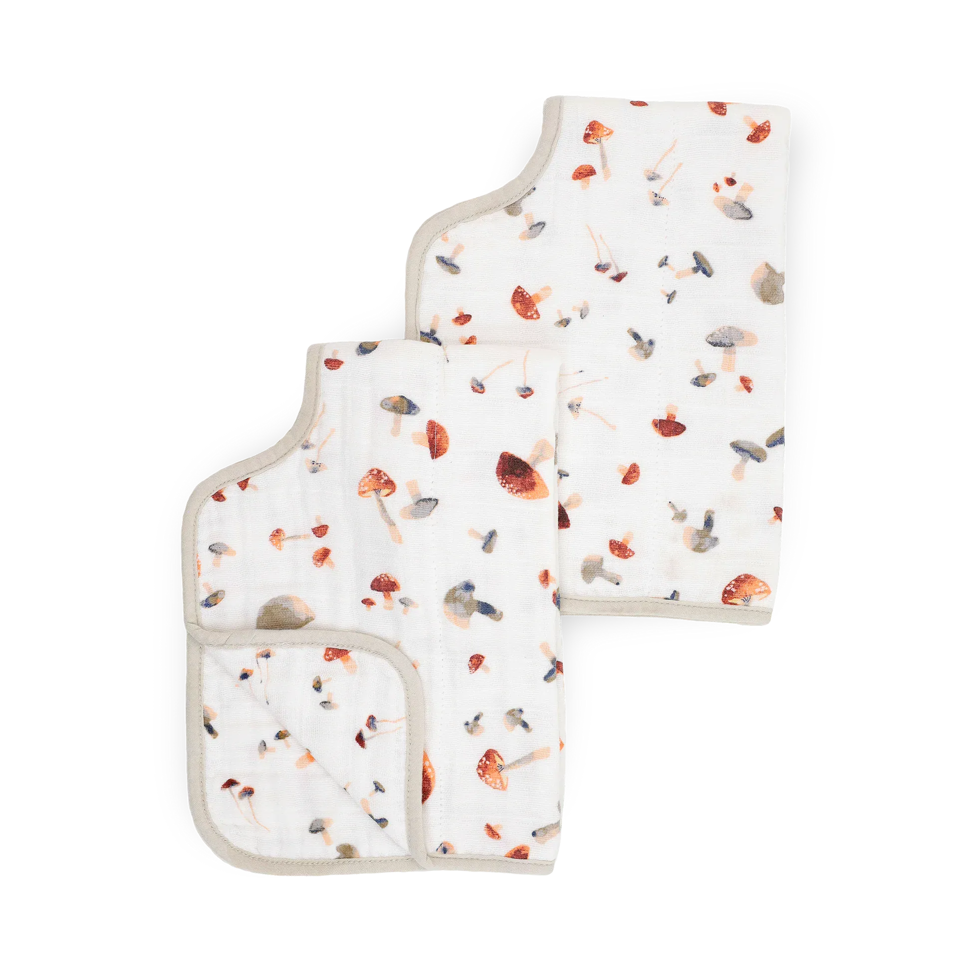 Cotton Muslin Burp Cloth 2 Pack - Mushrooms Little Unicorn Lil Tulips