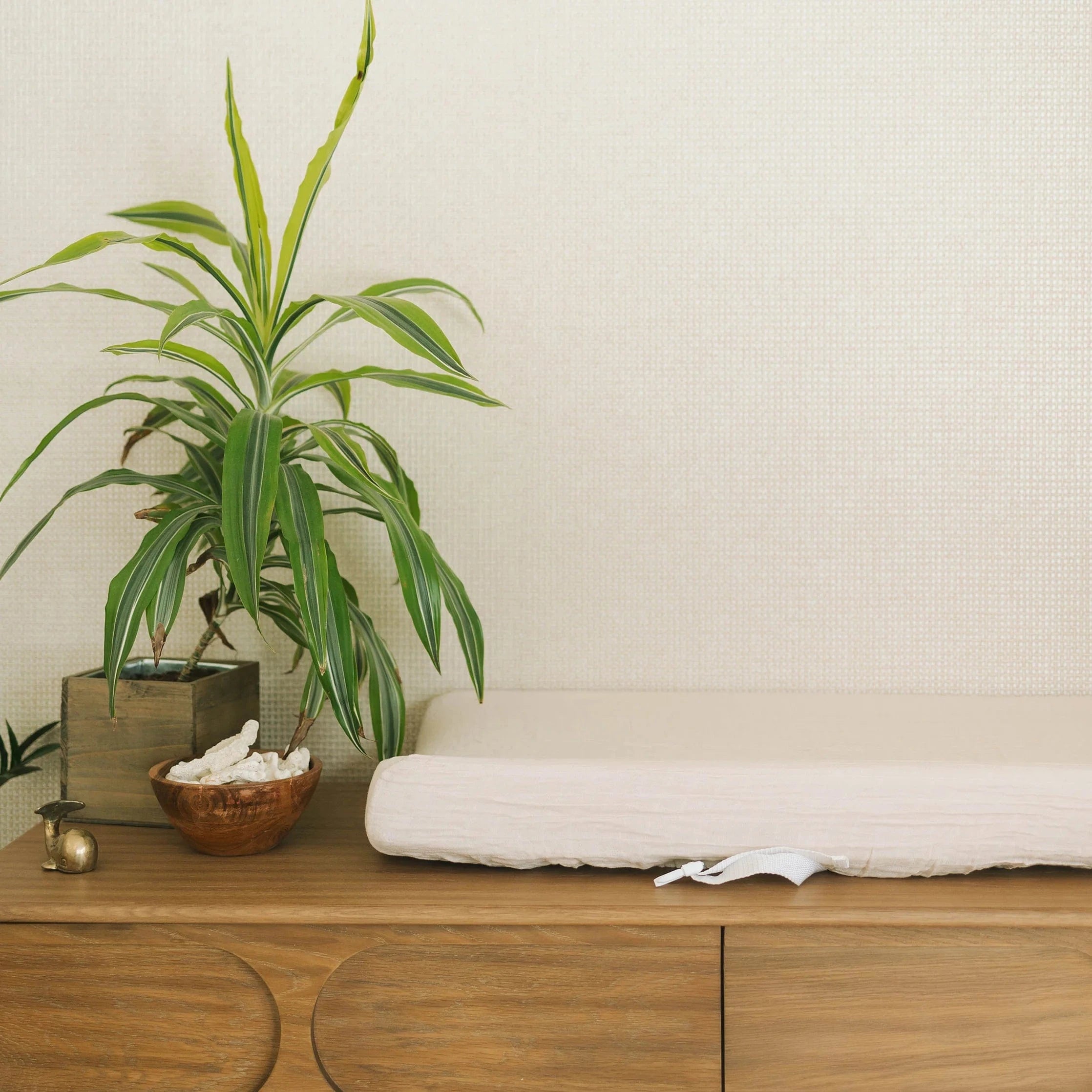 Cotton Muslin Changing Pad Cover - White Little Unicorn Lil Tulips