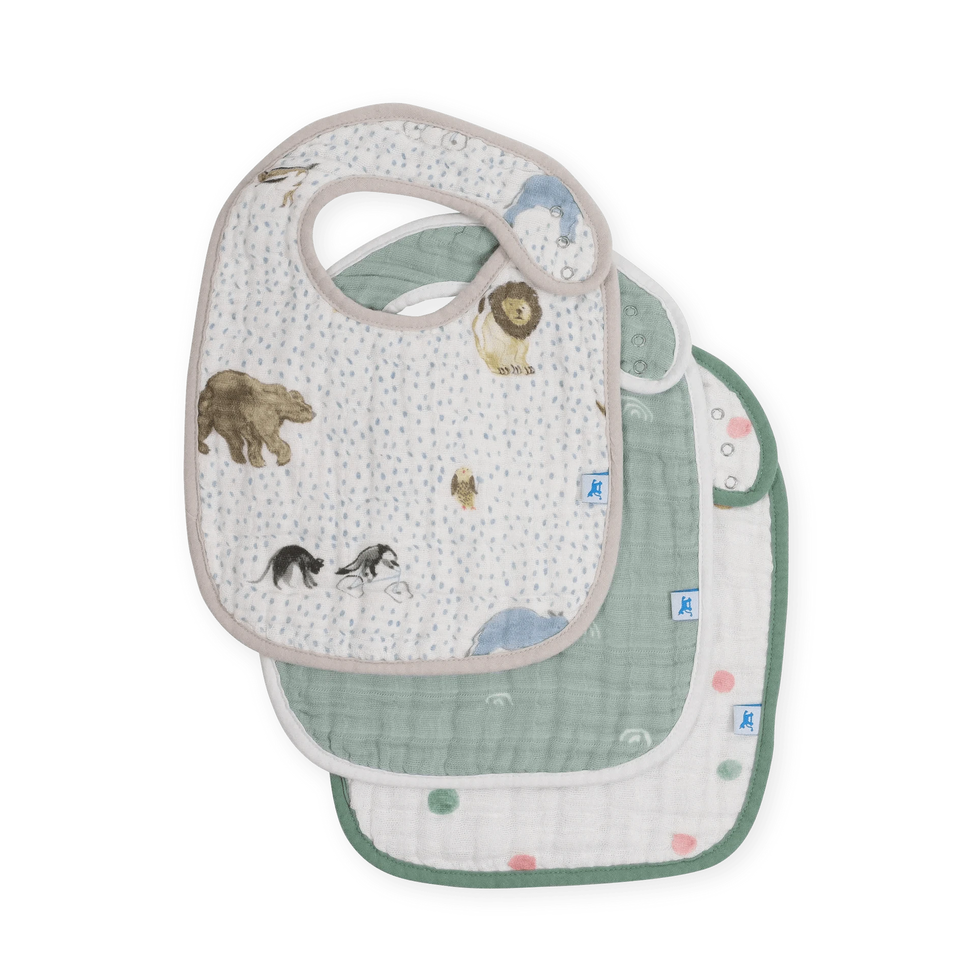 Cotton Muslin Classic Bib 3 Pack - Party Animals Little Unicorn Lil Tulips